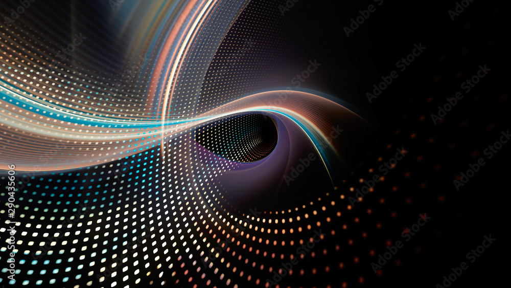 Aufkleber Abstract background element. Fractal graphics series. Composition of glowing lines and mosaic halftone effects. Wide format high resolution image. 3d illustration
