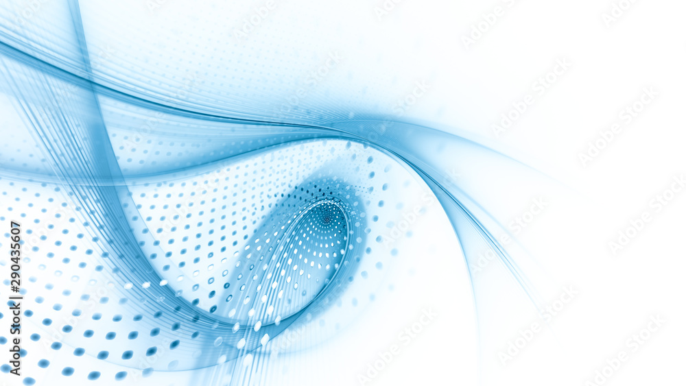 Poster Abstract background element. Fractal graphics series. Composition of glowing lines and mosaic halftone effects. Wide format high resolution image. 3d illustration