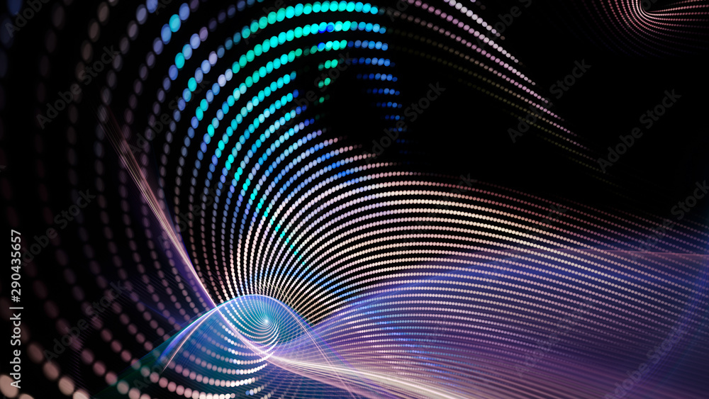 Leinwandbilder Abstract background element. Fractal graphics series. Composition of glowing lines and mosaic halftone effects. Wide format high resolution image. 3d illustration