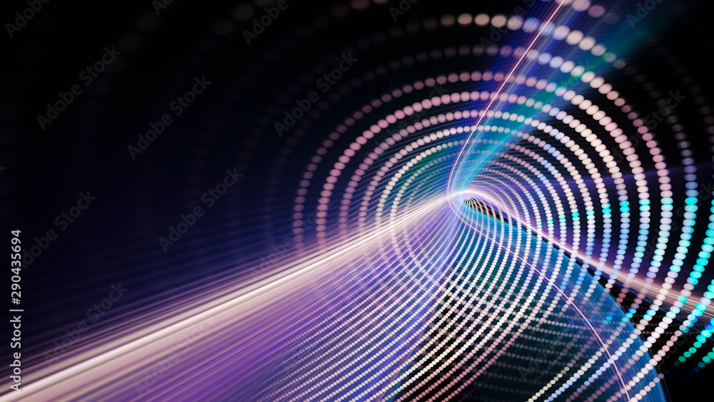 Poster Abstract background element. Fractal graphics series. Composition of glowing lines and mosaic halftone effects. Wide format high resolution image. 3d illustration