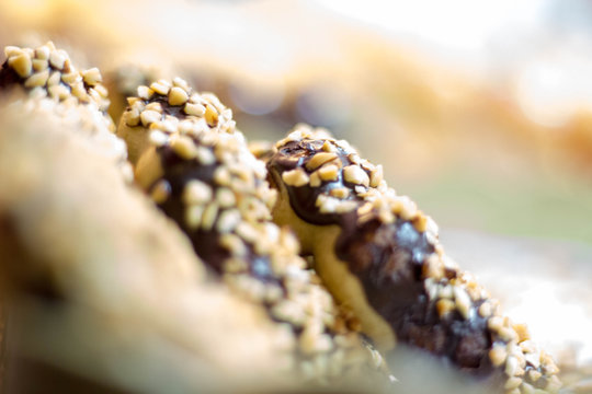 donut with chocolate and peanut topping