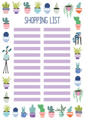 Shopping list A4 printable page for planner, diary, notebook or organiser.