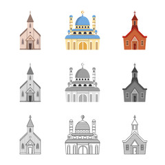 Vector illustration of cult and temple symbol. Set of cult and parish vector icon for stock.