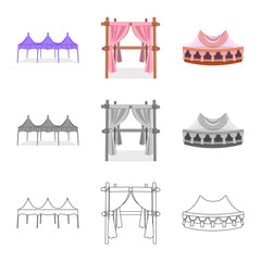 Vector design of roof and folding icon. Set of roof and architecture stock vector illustration.