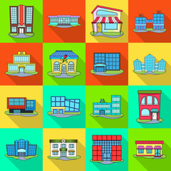 Vector design of supermarket and building symbol. Set of supermarket and local stock vector illustration.