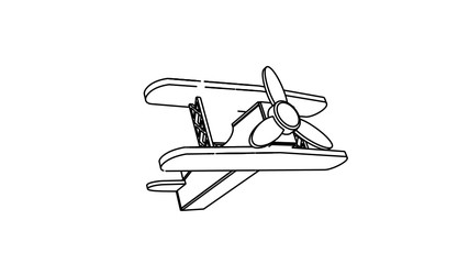 airplane take of illustration in black white color