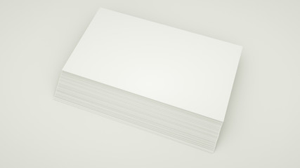 Blank papers are scattered on the table. 3d rendering. illustration