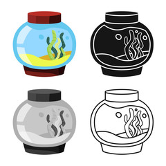 Vector illustration of aquarium and tank symbol. Collection of aquarium and box stock symbol for web.