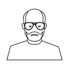 Vector illustration of man and glasses logo. Collection of man and old stock symbol for web.