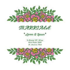 Colorful floral frame style for template design of card marriage. Vecor