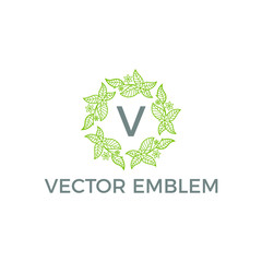 vector emblem natural logo design stock vector