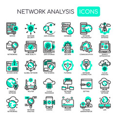 Network Analysis , Thin Line and Pixel Perfect Icons