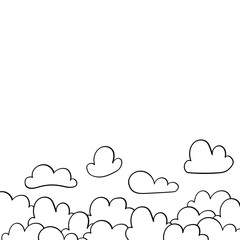 Scandinavian style banner with clouds for nursery design - web, print. Vector illustration