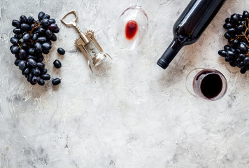 Testing wine concept. Top view grey background copy space