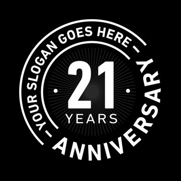 21 years anniversary logo template. Twenty-one years celebrating logotype. Black and white vector and illustration.