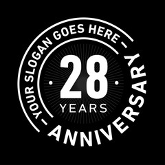 28 years anniversary logo template. Twenty-eight years celebrating logotype. Black and white vector and illustration.