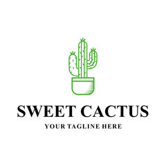 cactus logo vector graphic line