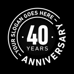 40 years anniversary logo template. Forty years celebrating logotype. Black and white vector and illustration.