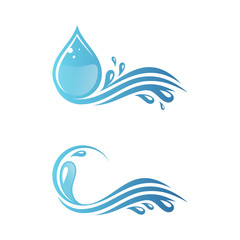 Set of blue water splash with droplet for your best business symbol
