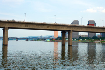 Fototapeta premium View to 63 building from the Hang river