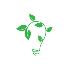 Abstract leaf growth symbol design vector shaped bulb on white background