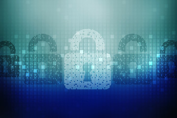 2d illustration Safety concept: Closed Padlock on digital background