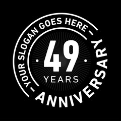 49 years anniversary logo template. Forty-nine years celebrating logotype. Black and white vector and illustration.