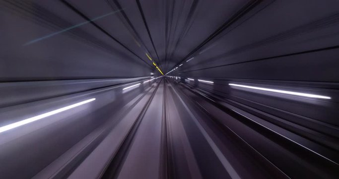 Point of view timelapse clip of a journey in the metro tunnel in Seoul.