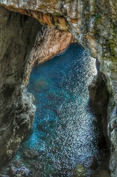 Gaeta, Latina. The Grotta del Turco. Rocky fissure that presents, according to religious popular beliefs, the imprint of the hand of an unbeliever.