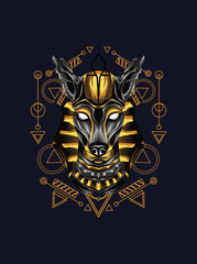 Gold Anubis Sacred Geometry