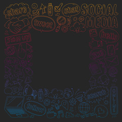 Social media, business, management vector icons. Internet marketing, communications.