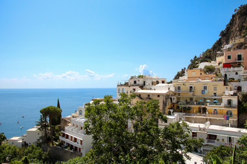 View on the bay and the colorful houses of Positano