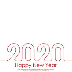 Fototapeta na wymiar Happy New Year or Xmas card with line text. 2020 Vector