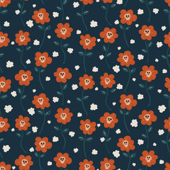 skullflower field seamless vector pattern
