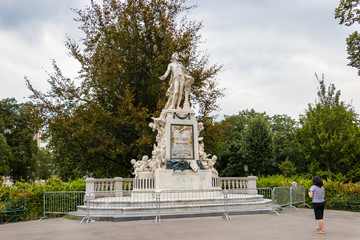 The Statue of famous composer Wolfgang Amadeus Mozart in Vienna, Austria