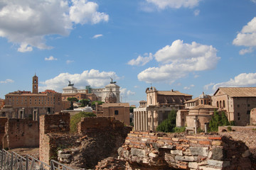 View on the Roman Forum in the heart of Rome