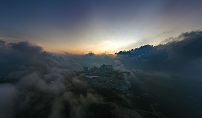 genting highland aerial view. noise visible due to low light photography