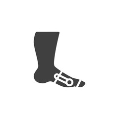 Foot ankle brace vector icon. filled flat sign for mobile concept and web design. Orthopedic ankle brace glyph icon. Symbol, logo illustration. Vector graphics