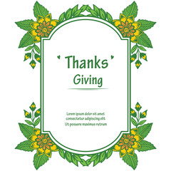 Cute colorful flower frame for ornate of card thanksgiving. Vector