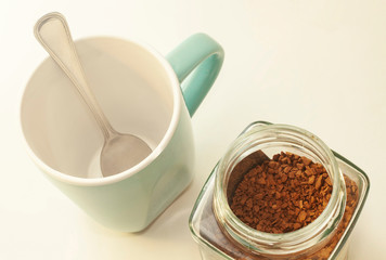 Instant coffee and cup