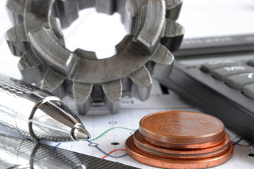 Graph, gear and coins