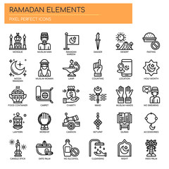 Ramadan Elements , Thin Line and Pixel Perfect Icons