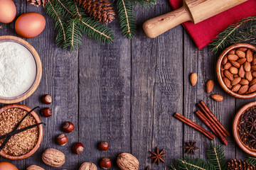 Ingredients for cooking Christmas baking.