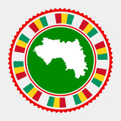 Guinea stamp with map and flag. Vector illustration.