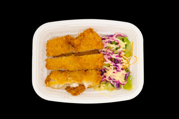 Breaded Fried Fish steak in take away box