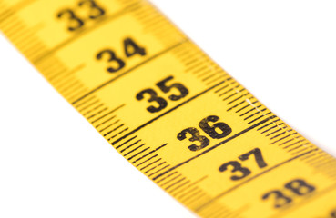 Measuring tape, selective focus on 36