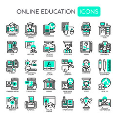 Online Education , Thin Line and Pixel Perfect Icons