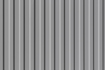 Corrugated metal sheet painted in gray paint. Seamless textured background. Siding. Modern fence with vertical stripes.