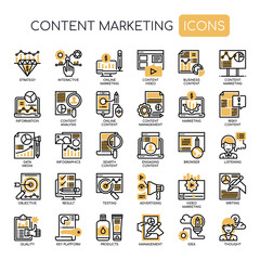 Fototapeta na wymiar Content Marketing , Thin Line and Pixel Perfect Icons