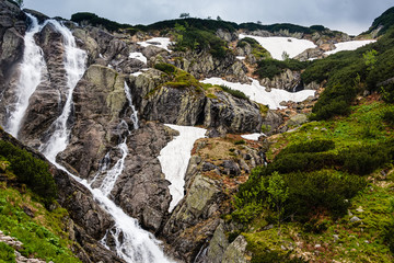 View on Waterfall in Tatra Mountain. Poland. Siklawa